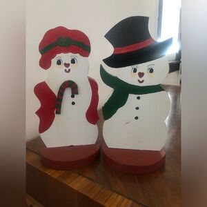 Wooden Handcrafted (not by me) Snowman couple